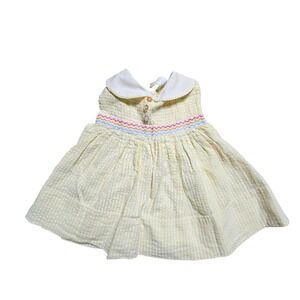 Vintage Something Pretty Baby Girls Seersucker Rickrack Dress 3-6 Mos Cottage